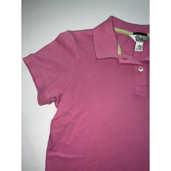 Lilly Pulitzer Polo Shirt Women’s Size Small Pink Short Sleeve Cotton Shrunken - Picture 2 of 13